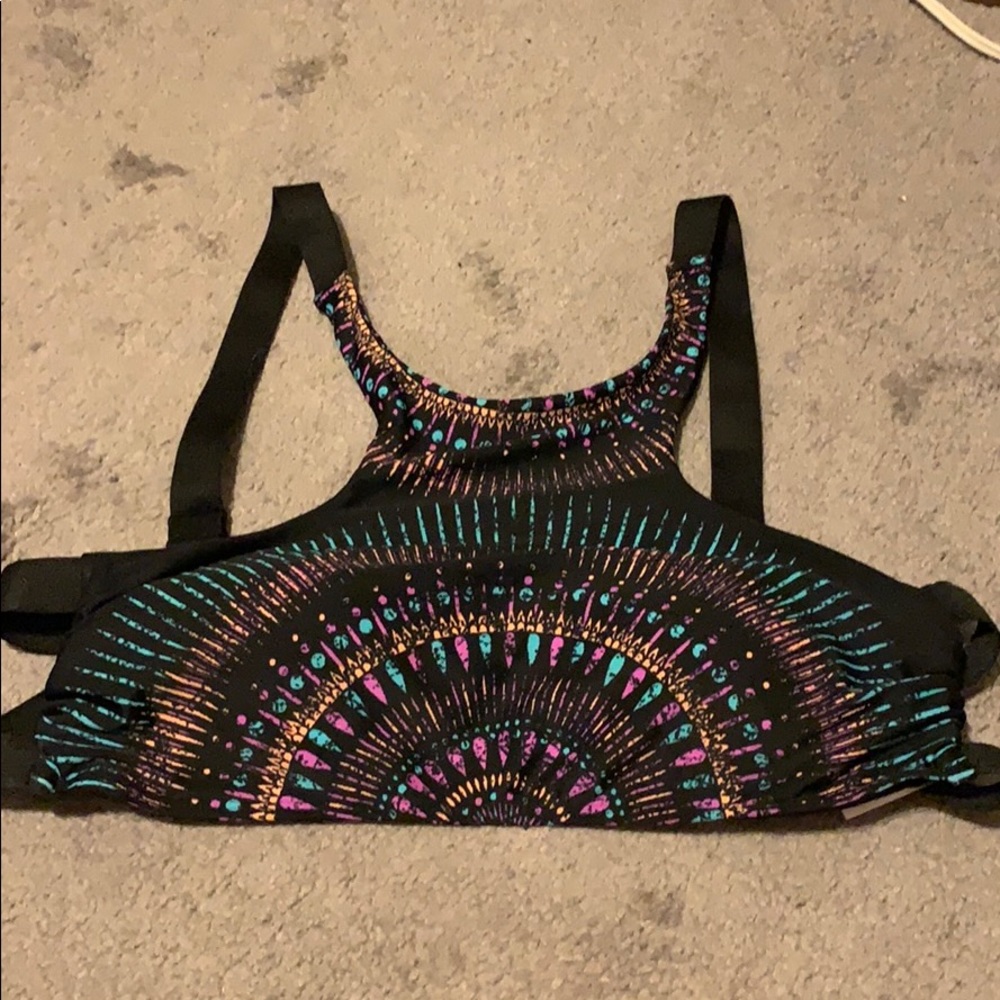Black multicolor bikini top